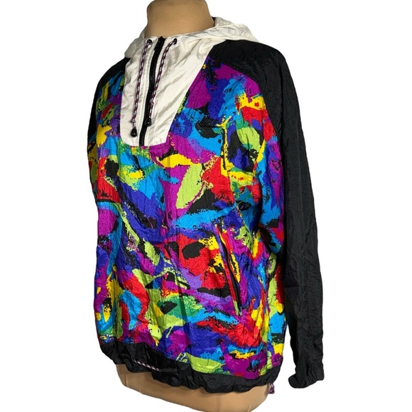 Nike 1990’s bright multicolor abstract print windbreaker - Picture 2 of 7
